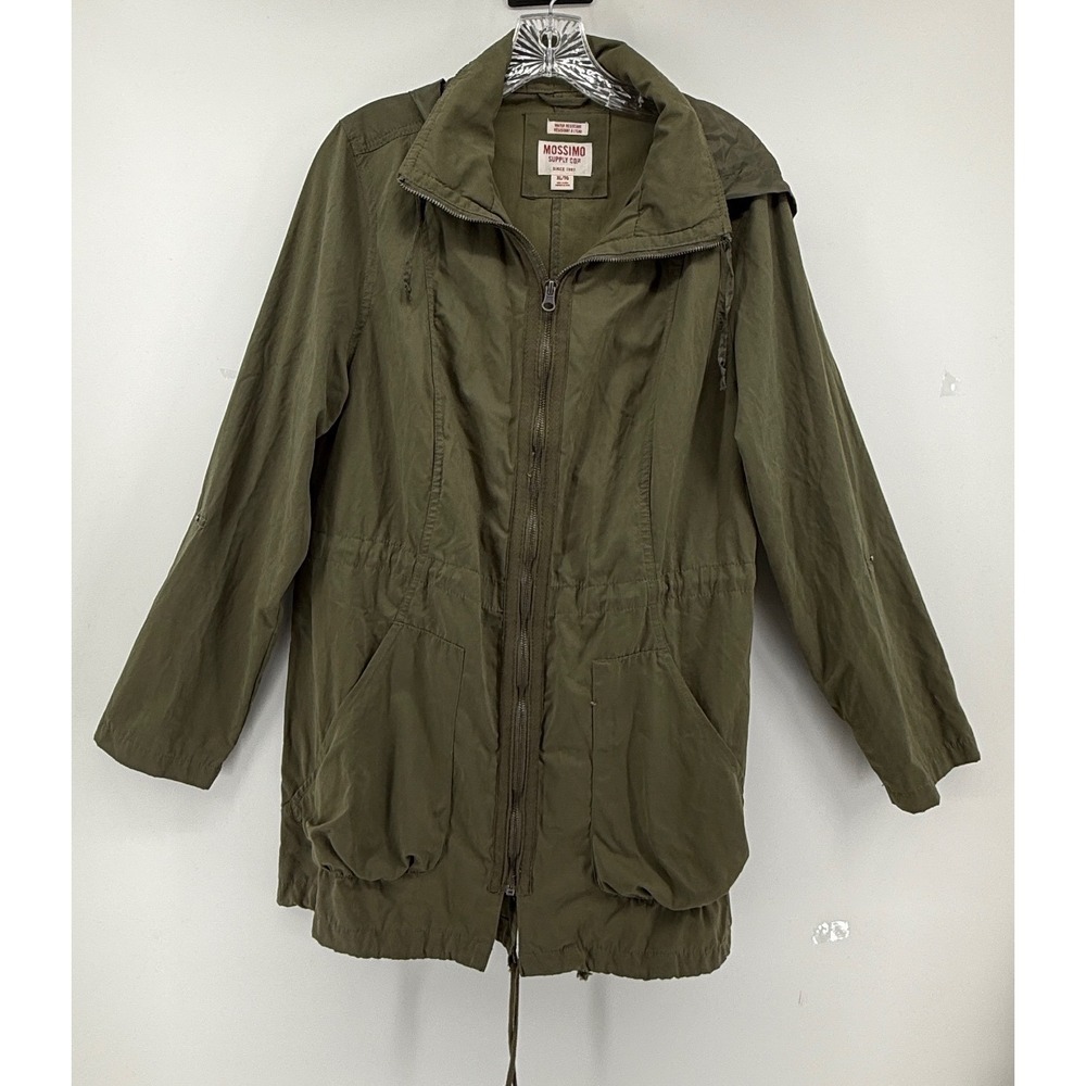 Mossimo Supply Co Olive Green Water Resistant Utility Jacket Grunge Hood XL